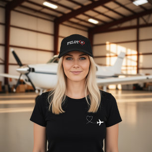 Gorra Bordada Tipografía de piloto corazón avión nombre personal