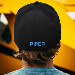 Gorra Bordada Tipografía Piper Azul de Cumpleaños Simple Aviació