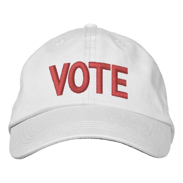 Gorra Bordada Tipografía roja moderna del voto (Anverso)