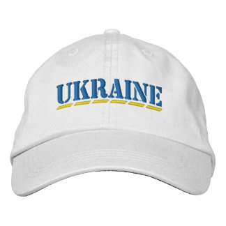 Gorra Bordada UKRAINE Estilo esténcil azul y amarillo fuente de 