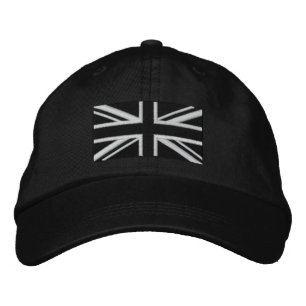 Gorra Bordada Unión Jack ~ Blanco y negro