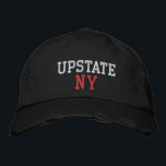 Gorra Bordada UPSTATE NY blanco y rojo sobre el estilo de cosech<br><div class="desc">UPSTATE NY blanco y rojo bordado en gorra de algodón afligido al estilo negro vintage. El bordado es el personalizable a otras opciones de color al seleccionar el botón de la herramienta "Editar diseño". También está disponible la opción para seleccionar la elección del color gorra en la página principal del...</div>