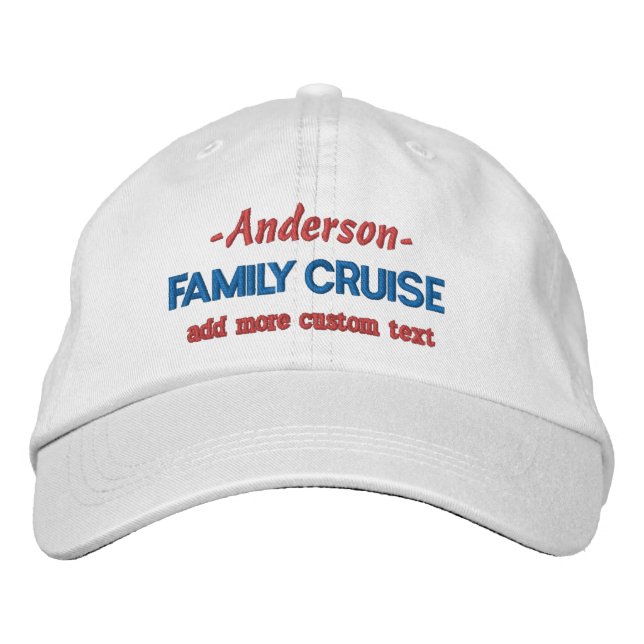 Gorra Bordada Vacaciones de viaje en crucero familiar | Nombre p (Anverso)