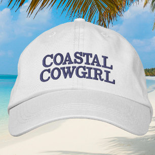 Gorra Bordada Vaquera Costera Azul Bordada Blanca