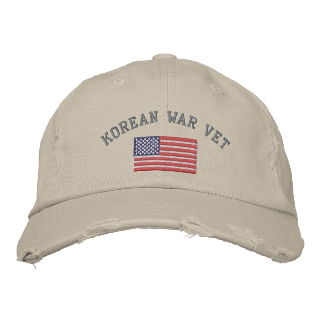 Gorra Bordada Vet coreano con bandera estadounidense (Anverso)
