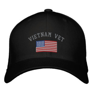 Gorra Bordada Veterinario de Vietnam con militares de la bandera