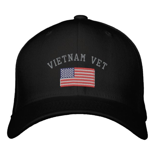 Gorra Bordada Vietnam: Ejército con bandera estadounidense (Anverso)