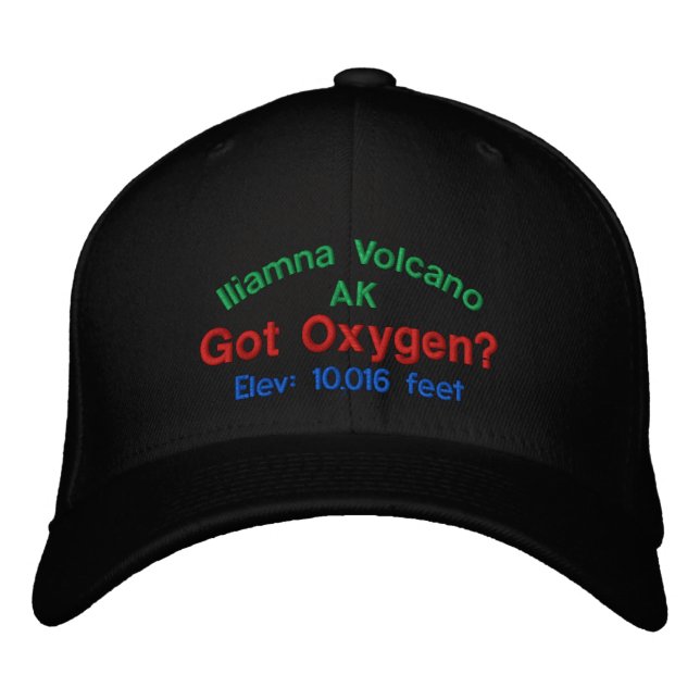 Gorra Bordada Volcán Iliamna Alaska Elevación Cap (Anverso)
