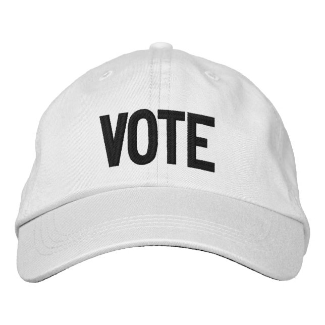 Gorra Bordada Votación moderna en blanco y negro (Anverso)