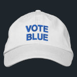 Gorra Bordada Votación Texto en negrita azul elección política<br><div class="desc">Difundan el mensaje para votar por los demócratas liberales en las elecciones políticas con una pelota de béisbol de "VOTE AZUL" que presenta texto azul en negrita sobre fondo blanco. Puede elegir otros colores y estilos de gorras en la barra lateral. Para ver el diseño Vote Blue en otros artículos,...</div>