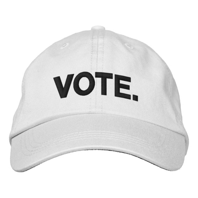 Gorra Bordada Votar texto en negrita moderno en blanco y negro (Anverso)