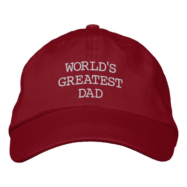 Gorra Bordada World's Greatest Dad - Red With White Embroidery (Anverso)