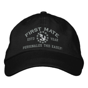 Gorra Bordada Yate de primer mate y nombres de año y año persona