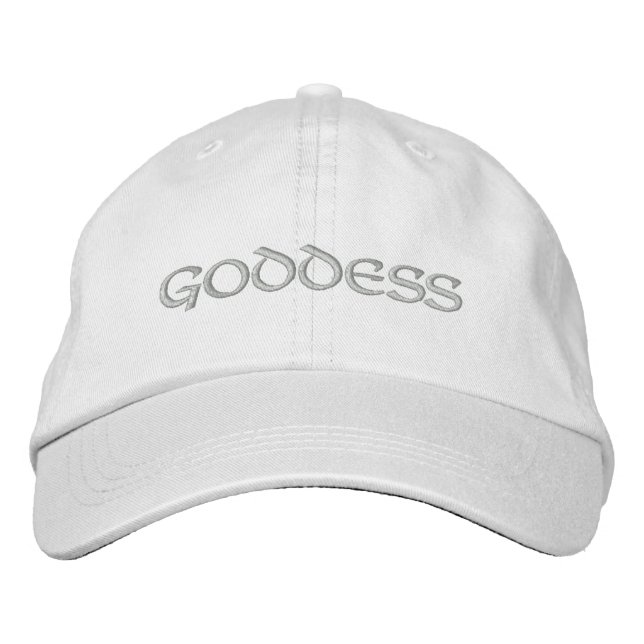 Gorra bordado de diosa - texto plateado (Anverso)
