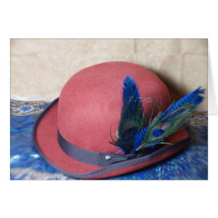 Gorra Bowler con pluma de pavo real