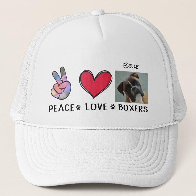Gorra Boxer Paz Amor A Los Amantes Del Perro (Anverso)