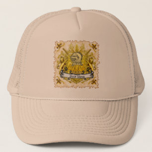 Gorra de apellido del escudo familiar amarillo Kni