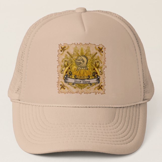 Gorra de apellido del escudo familiar amarillo Kni (Anverso)