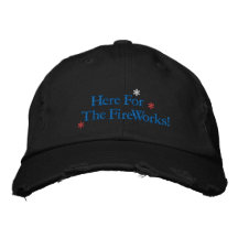 Gorra de béisbol bordada Aquí para los fuegos arti