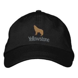 Gorra de béisbol bordada de lobo amarillo