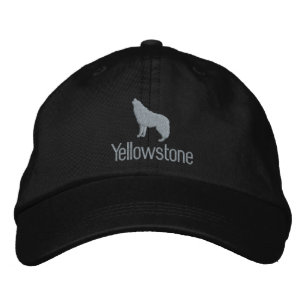 Gorra de béisbol bordada de lobo amarillo