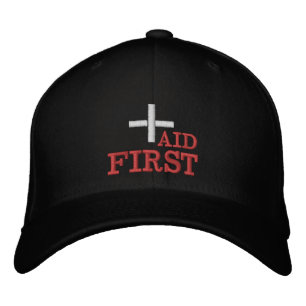 Gorra de béisbol bordada de primeros auxilios Roja
