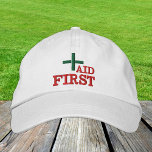 Gorra de béisbol bordada de primeros auxilios Verd<br><div class="desc">Gorras bordados: gorra clásica de béisbol con el texto "PRIMERA AYUDA" para los primeros asistentes,  personal de ayuda,  organizadores de eventos,  personal médico</div>