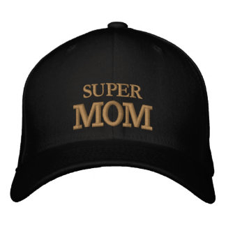 Gorra de béisbol bordada SUPER MOM dorada / negra