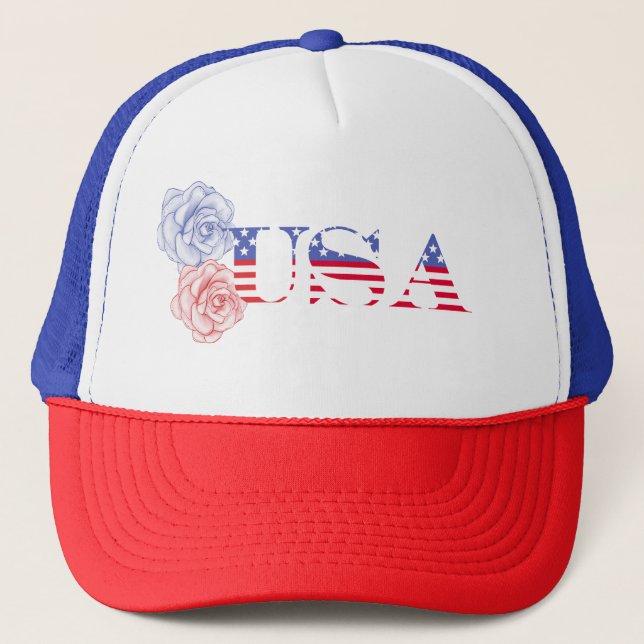 Gorra de béisbol patriótico rojo, blanco y azul (Anverso)