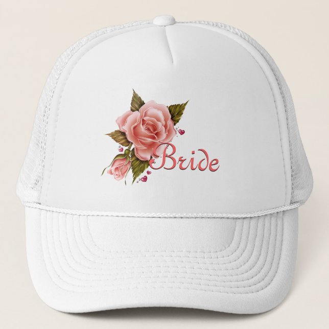 Gorra de béisbol rosada de la novia de los rosas (Anverso)