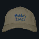 Gorra de bolas bordadas de papá de novia<br><div class="desc">El padre de la novia bordó gorra. Texto azul sobre la tapa de bola beige con un aspecto angustiado. Personalizar eligiendo entre 3 estilos y muchos colores en el área de diseño gorra a la derecha.</div>