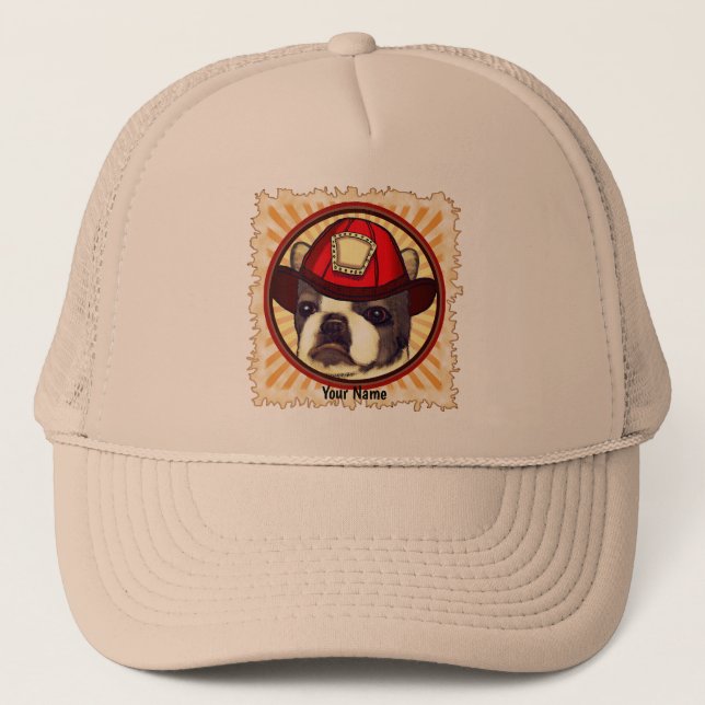 Gorra de bomberos de Boston Terrier (Anverso)