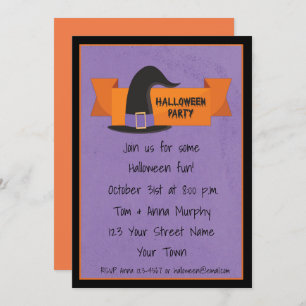 Gorra de brujas con invitación a la fiesta de Hall