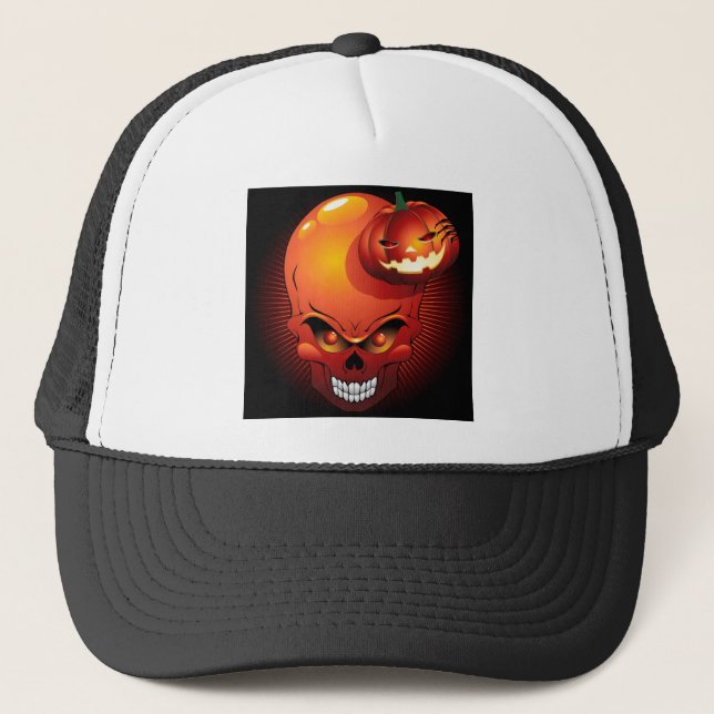 Gorra de calaveras y calabazas de Halloween (Anverso)