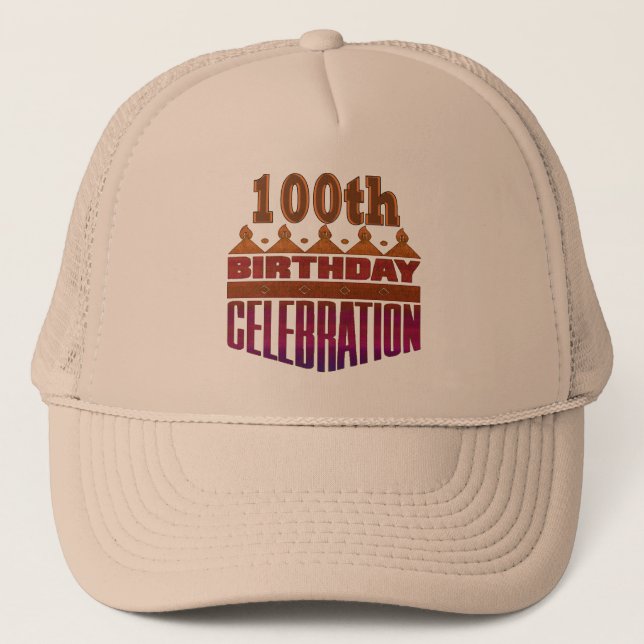 Gorra De Camionero 100o Regalos de la celebración del cumpleaños (Anverso)