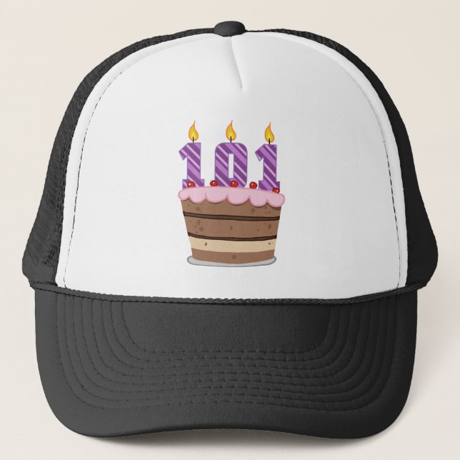 Gorra De Camionero 101 años en el pastel de cumpleaños (Anverso)