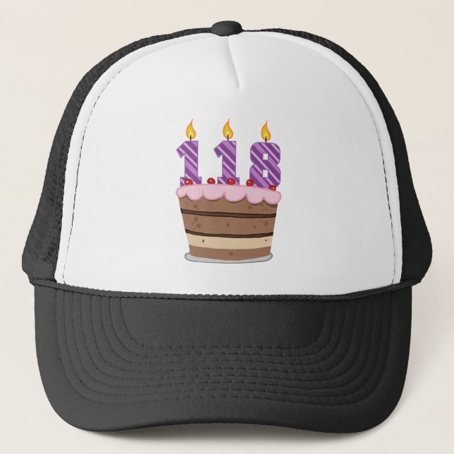 Gorra De Camionero 118 años en el pastel de cumpleaños (Anverso)