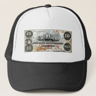 Gorra De Camionero 1860 Carolina del Sur Diez Dólares Nota