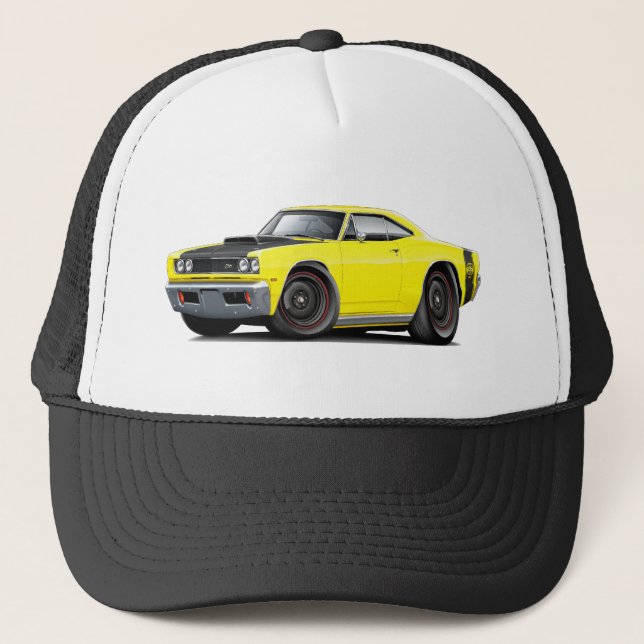 Gorra De Camionero 1969 ruedas comunes Amarillo-Negras de la abeja (Anverso)