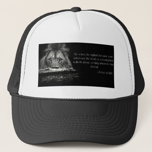 Gorra De Camionero 1 Peter 5:8 Ser alerta y cristiano de mente sobria (Anverso)