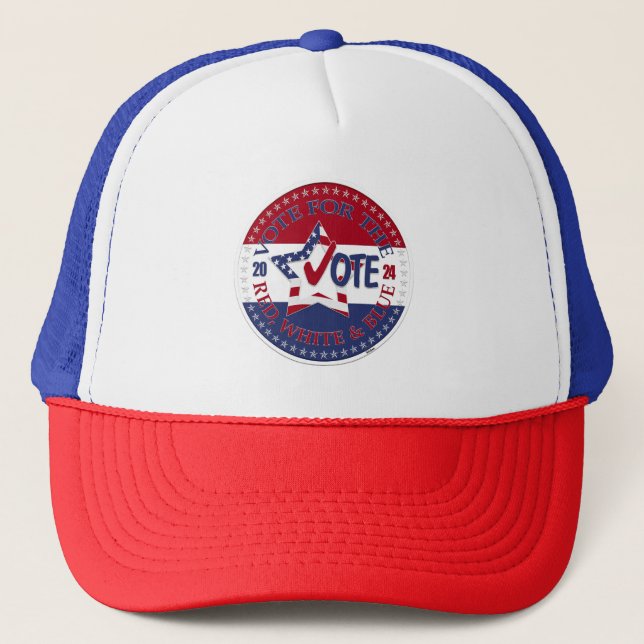 Gorra De Camionero 2024 Votación por la estrella del voto rojo, blanc (Anverso)