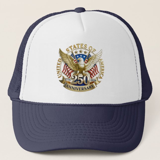 Gorra De Camionero 250th Anniversary USA Patriotic | 1776–2026 (Anverso)