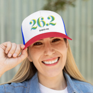 Gorra De Camionero 26.2 Maratón con negrita Texto amarillo azul