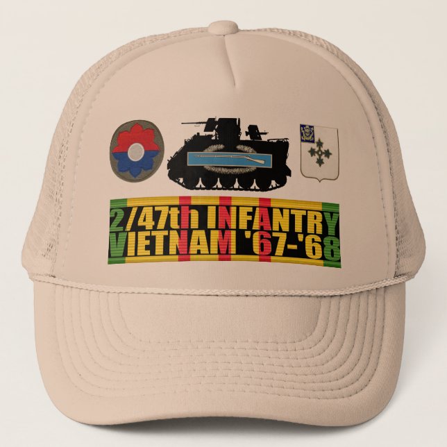 Gorra De Camionero 2/47o Infantería Vietnam '67- 'gorra del CIB 68 (Anverso)