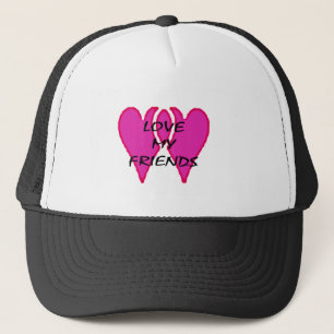 Gorra De Camionero 2 Corazones juntas aman la plantilla de mis amigos