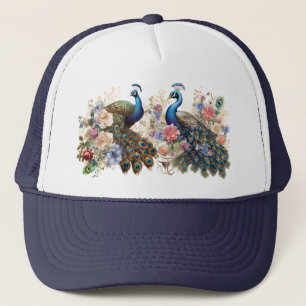 Gorra De Camionero 2 pavos reales y flores