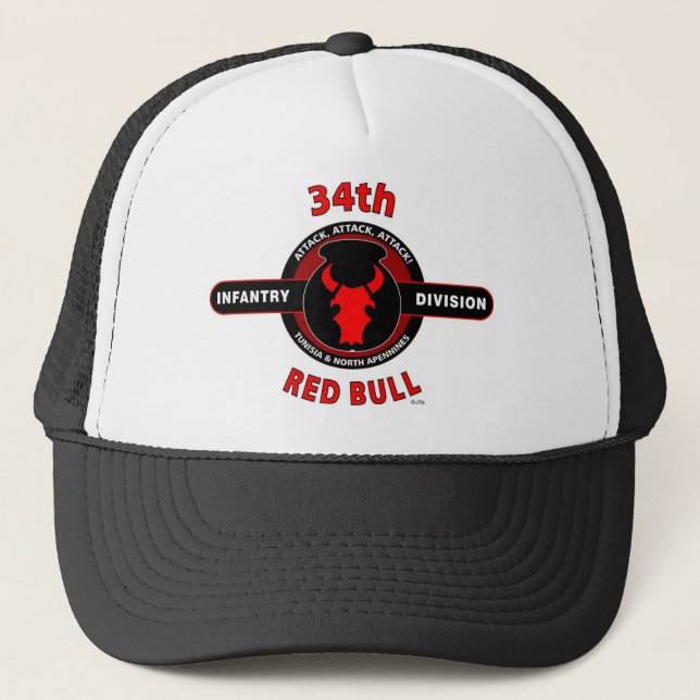 Gorra De Camionero 34to DIVISIÓN de INFANTERÍA" RED BULL " (Anverso)