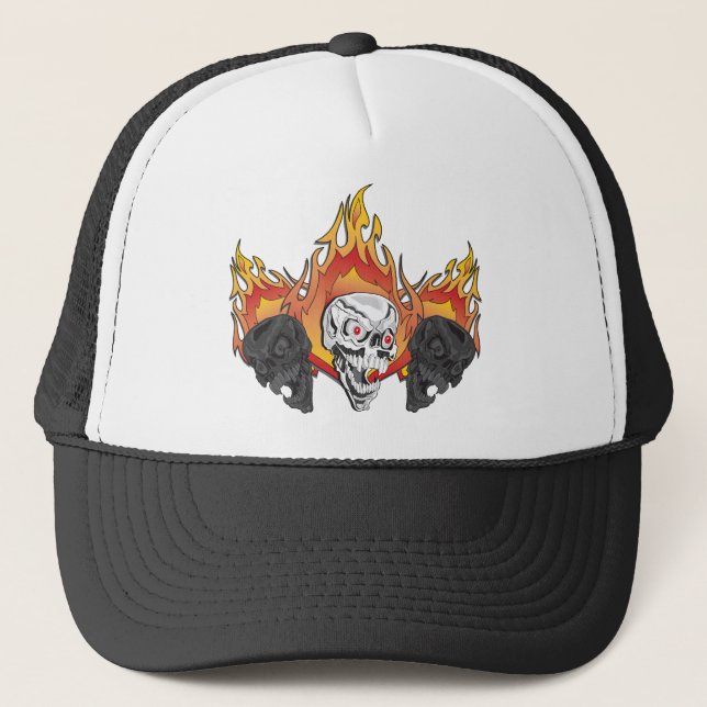 Gorra De Camionero 3.ª copia de calaveras inflamantes (Anverso)