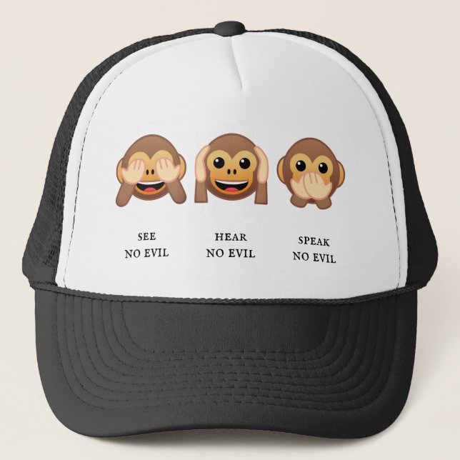 Gorra De Camionero 3 Wise Monkeys: see no evil, hear no evil, speak.. (Anverso)