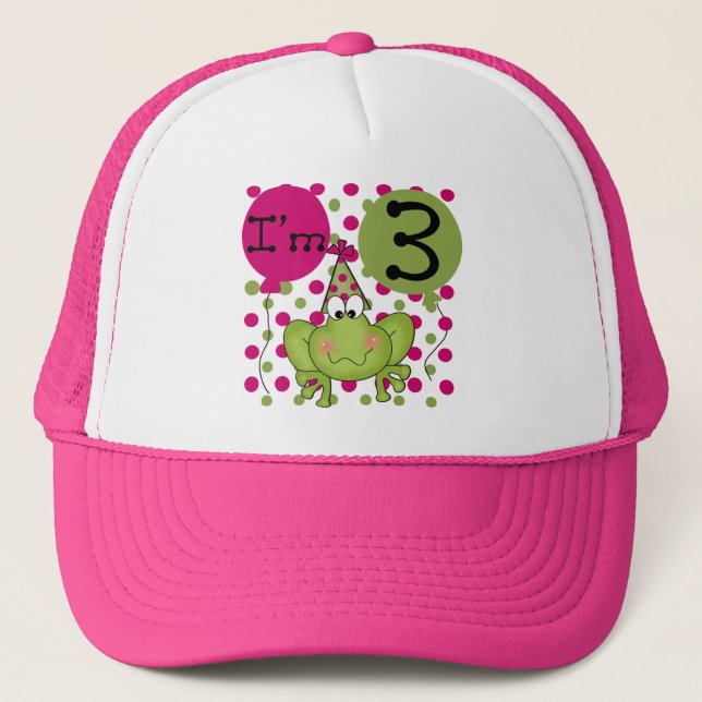 Gorra De Camionero 3ro camisetas y regalos del cumpleaños de la rana (Anverso)